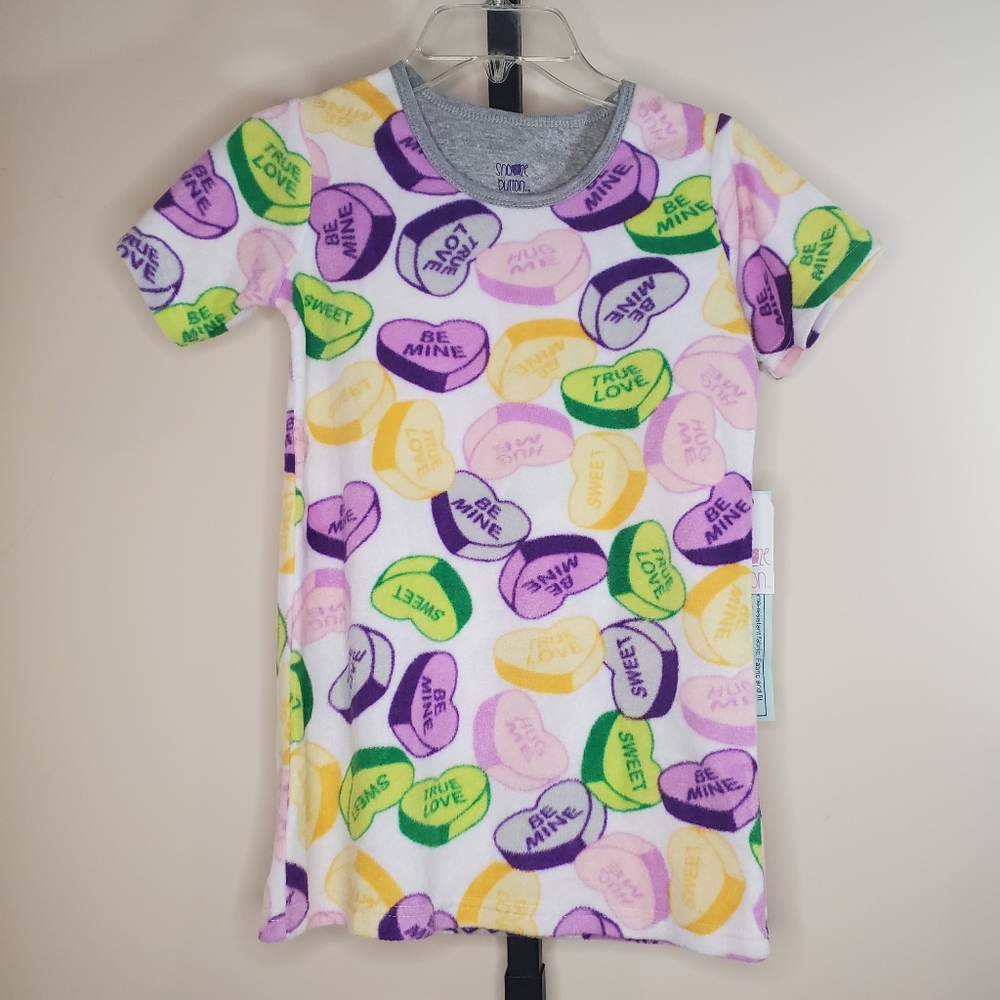 Snooze Button Valentines Fleece Night Dress "Be Mine" Shirt Dress Size 4